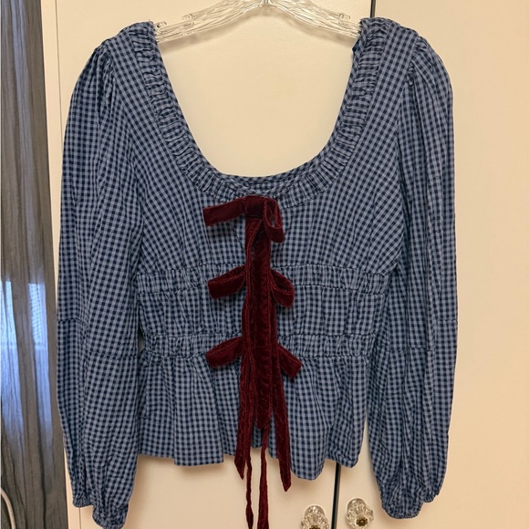 Damson Madder Tops - Damson Madder Blue Gingham Button-Up Shirt